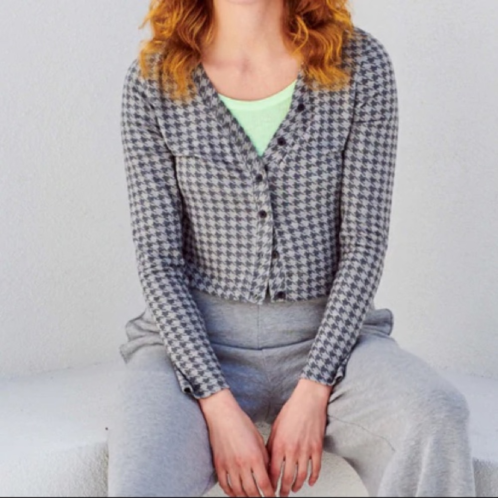 Sundry Houndstooth Python Drapey Cardigan - Picture 1 of 12